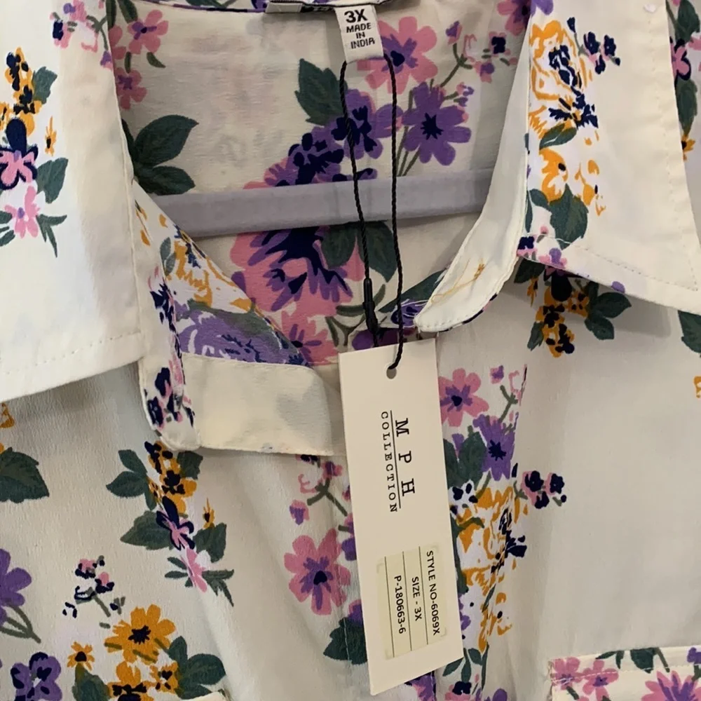 NWT MPH COLLECTION‎ FLORAL DRESS Size 3X (fits more like 2X)
